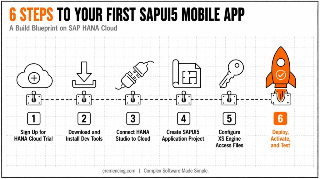 Six steps to build SAPUI5 app.