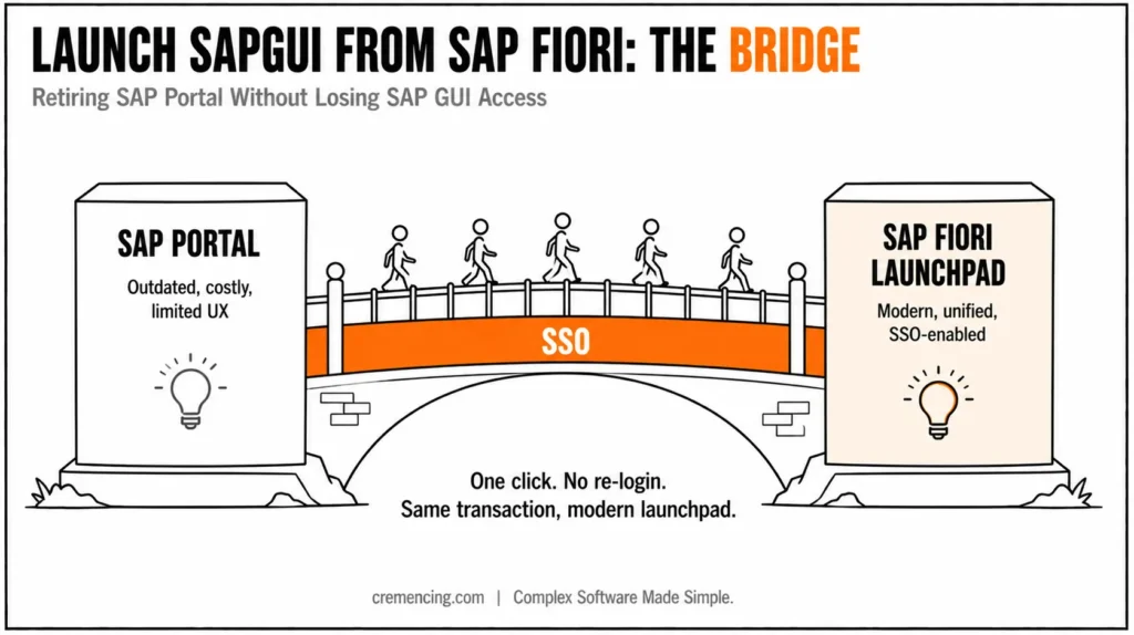 Bridge connecting SAP Portal to Fiori.