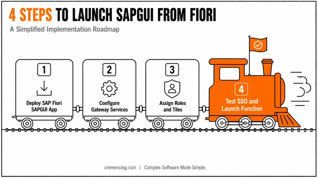 Four-step train roadmap for SAPGUI.