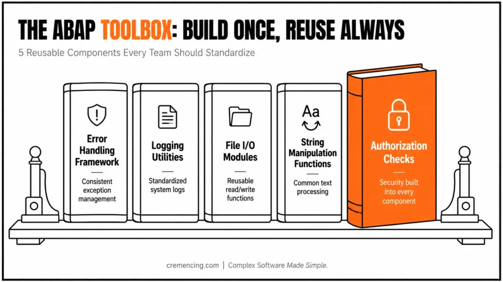 Five reusable ABAP toolbox components.