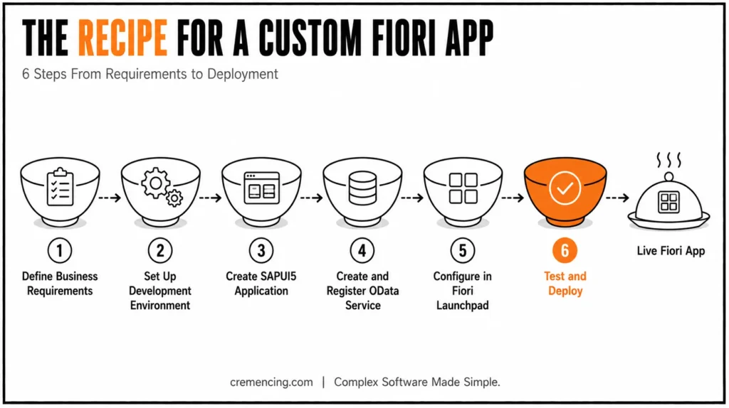 Six steps for custom Fiori apps.