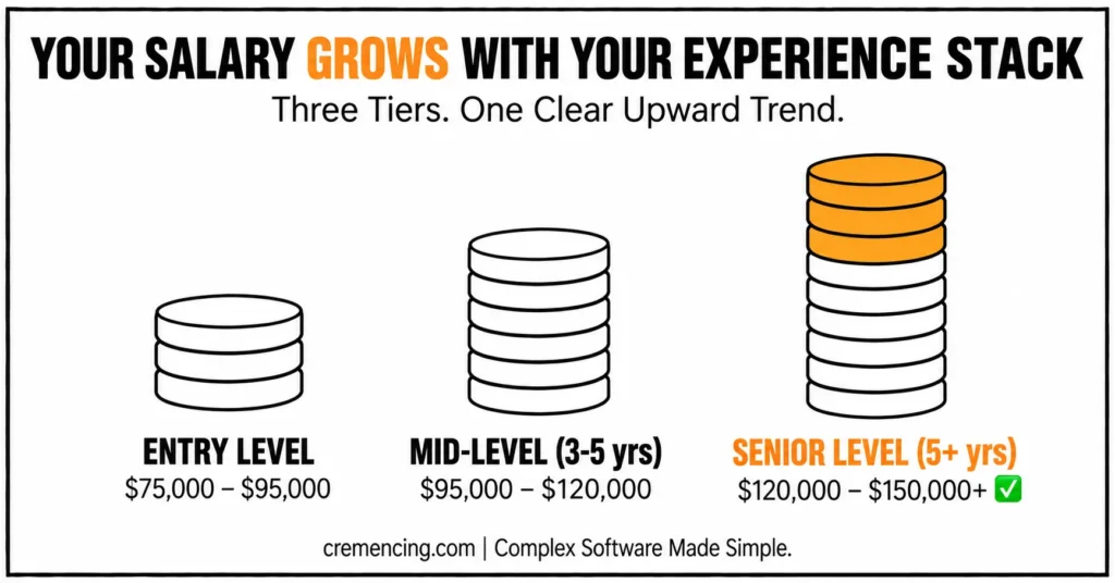 Three tiers of developer salary.