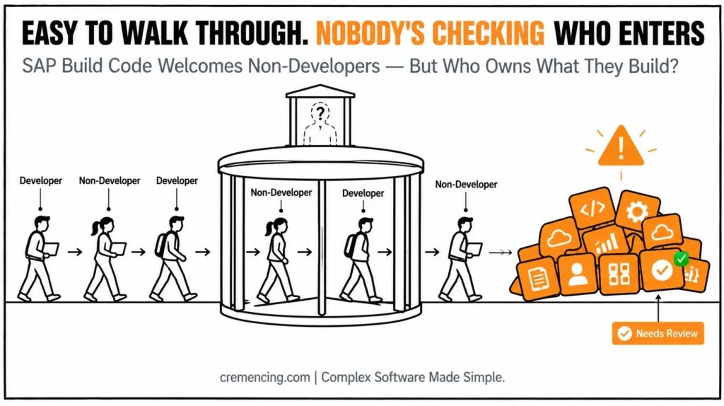 Non-developers entering through revolving door.