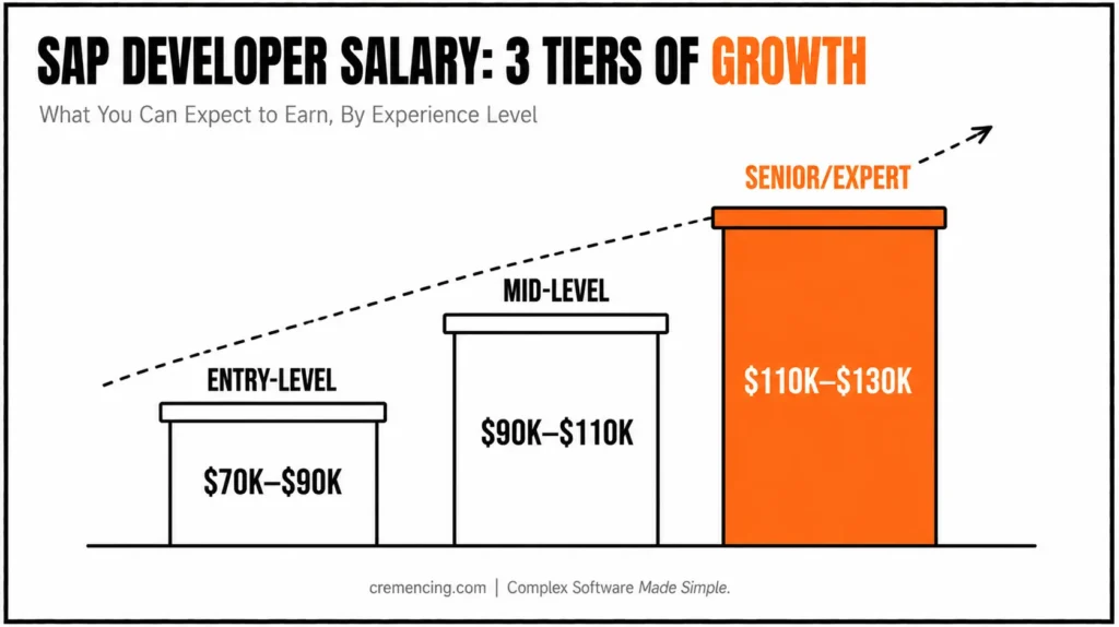 SAP developer salary tiers.