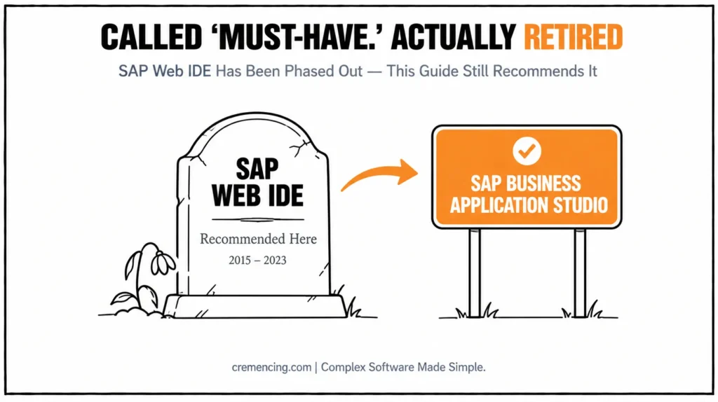 Tombstone showing retired SAP Web IDE.