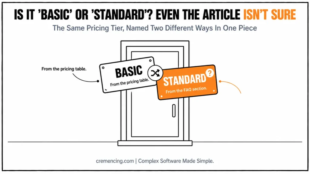 Different names for pricing tier.