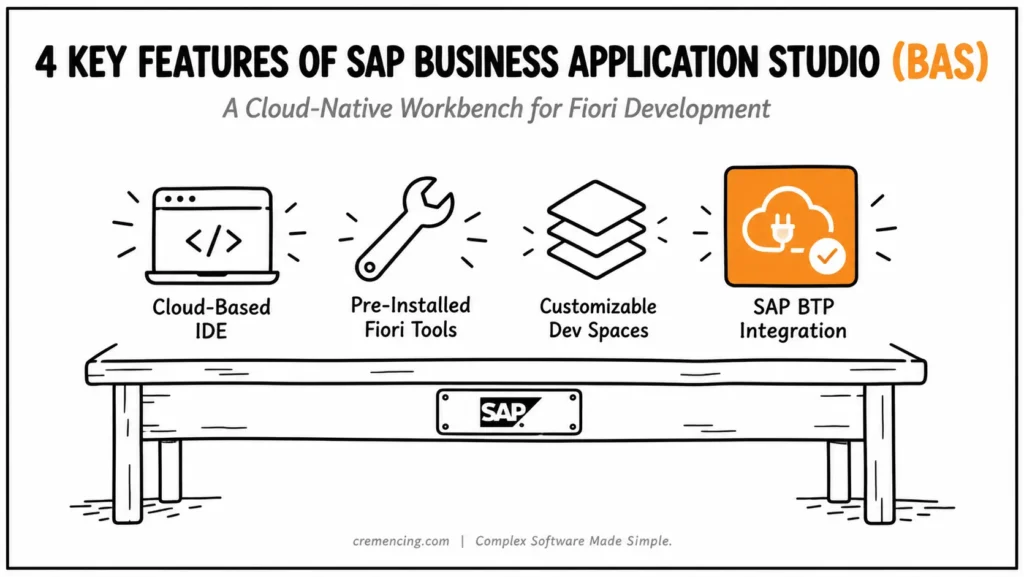 Four SAP Business Application Studio features.