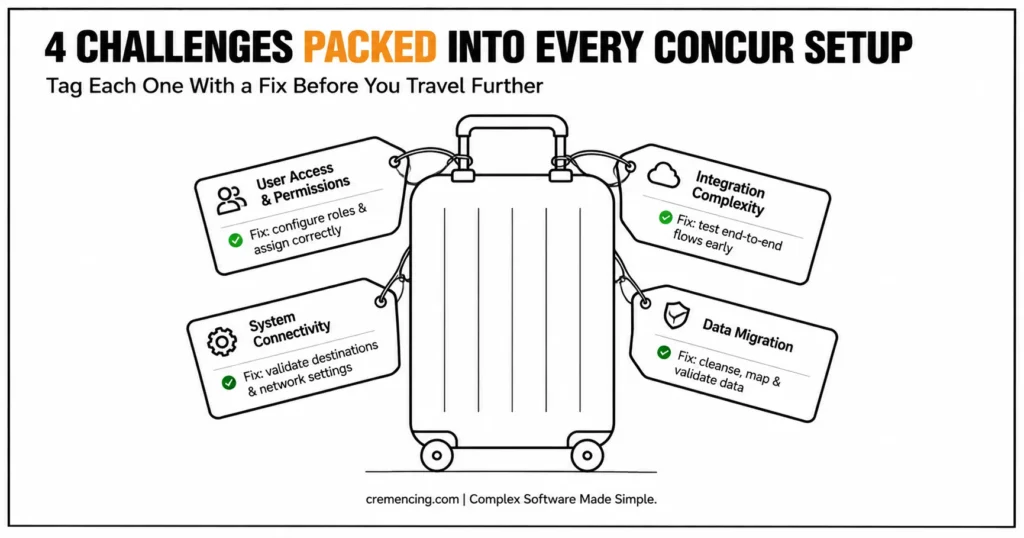 Four challenges in Concur setup.