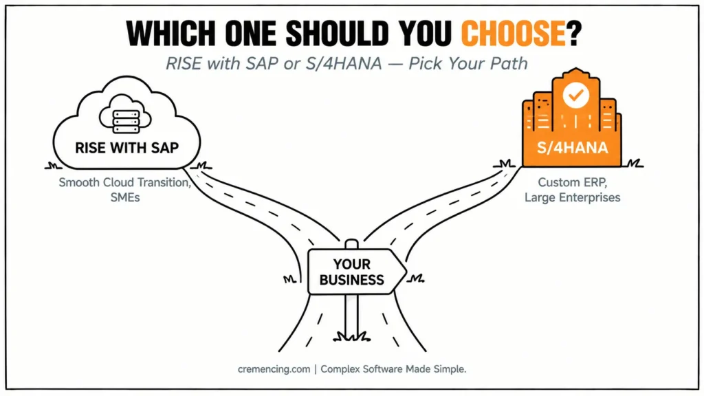 Choosing between Rise and S/4HANA.