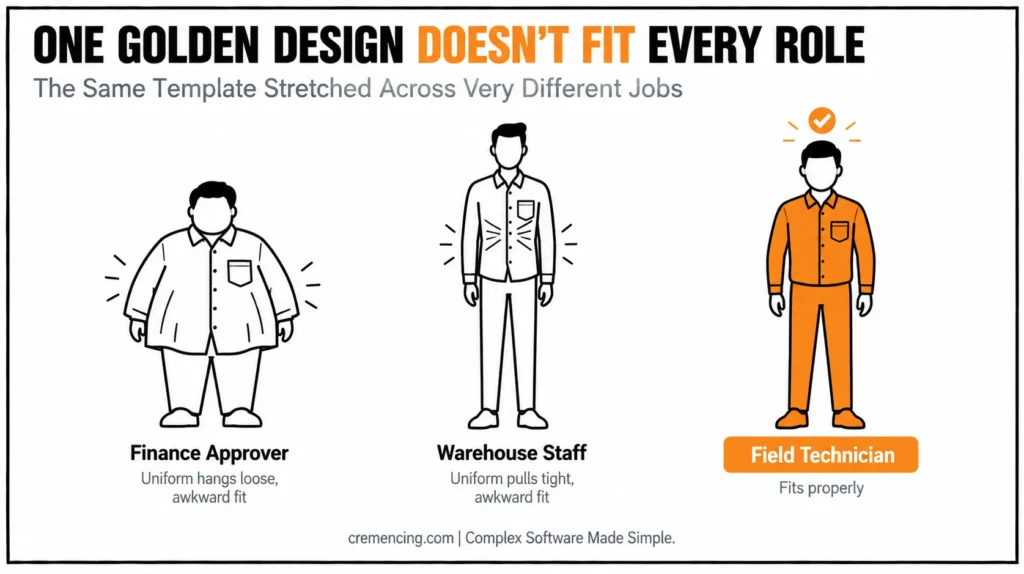Different uniform fits for roles.
