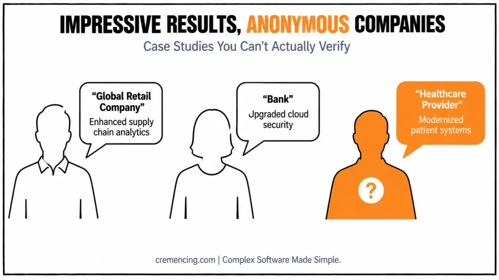 Anonymous case studies from companies.