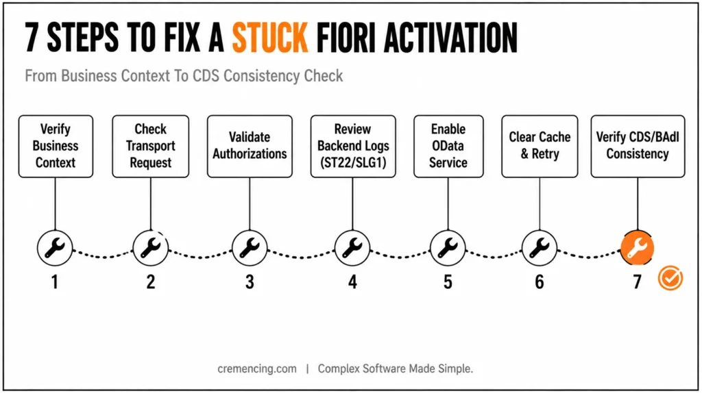 Steps to fix stuck Fiori activation
