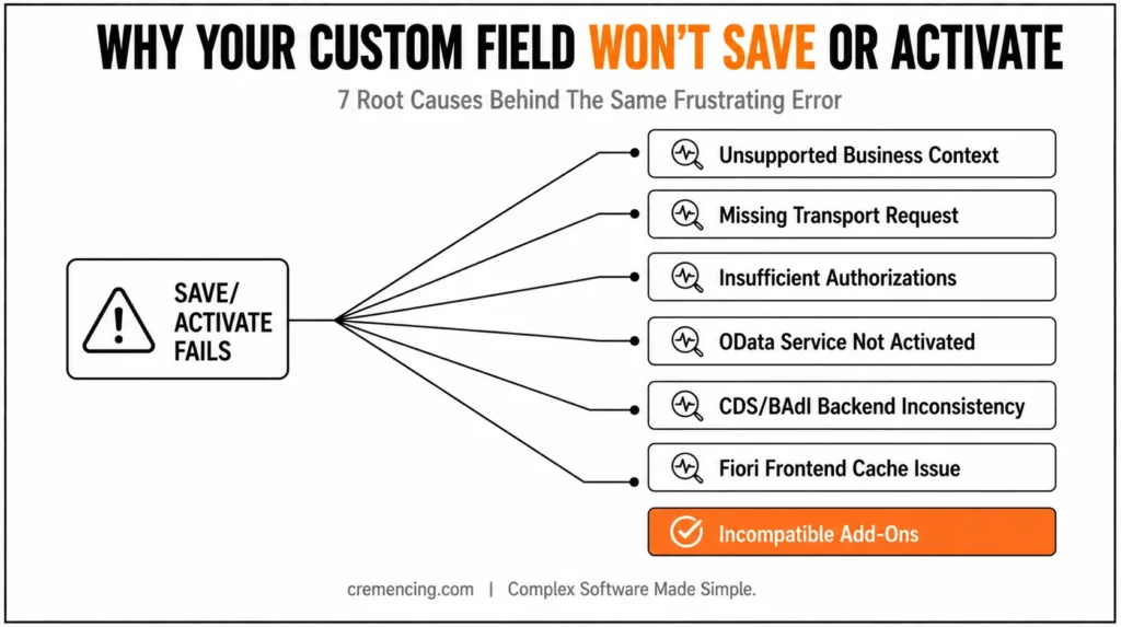 Fiori activation failure root causes diagram