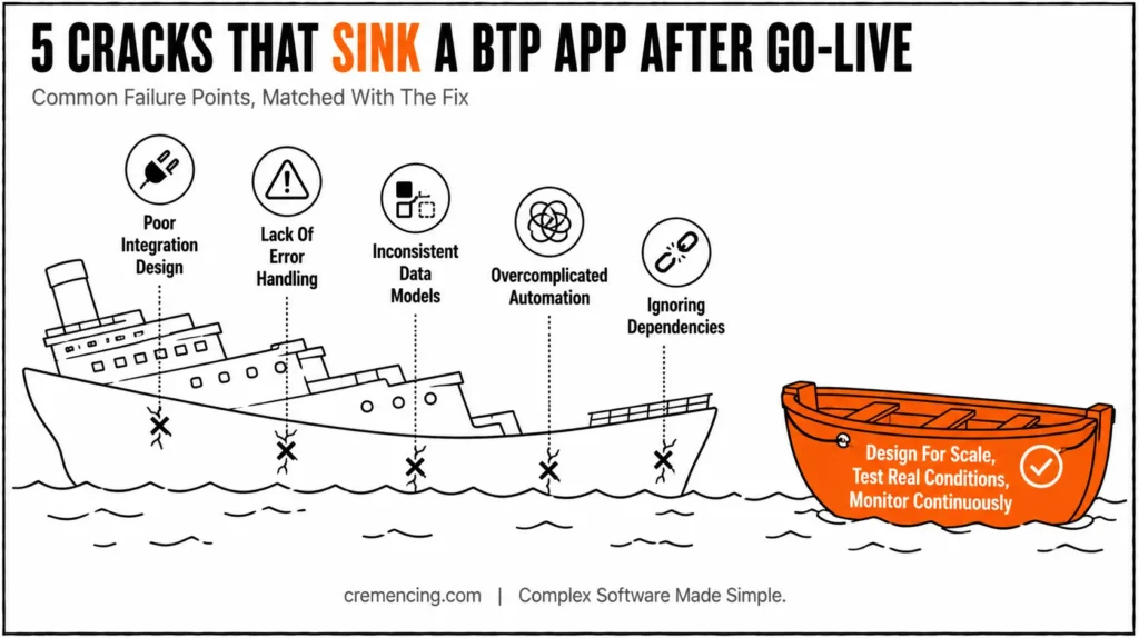 Sinking ship highlighting post go-live BTP failures.