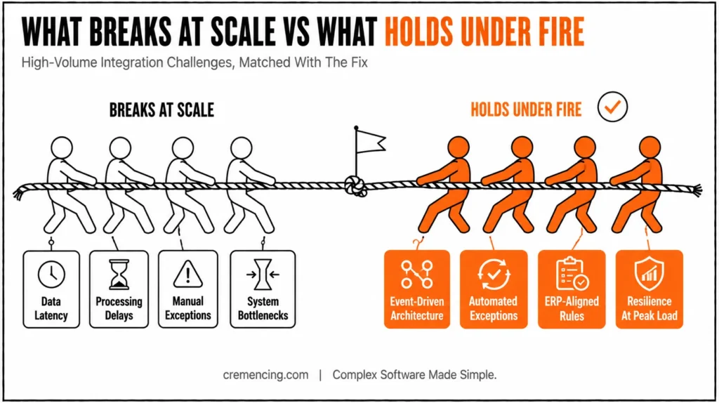 Tug of war comparing integration challenges.