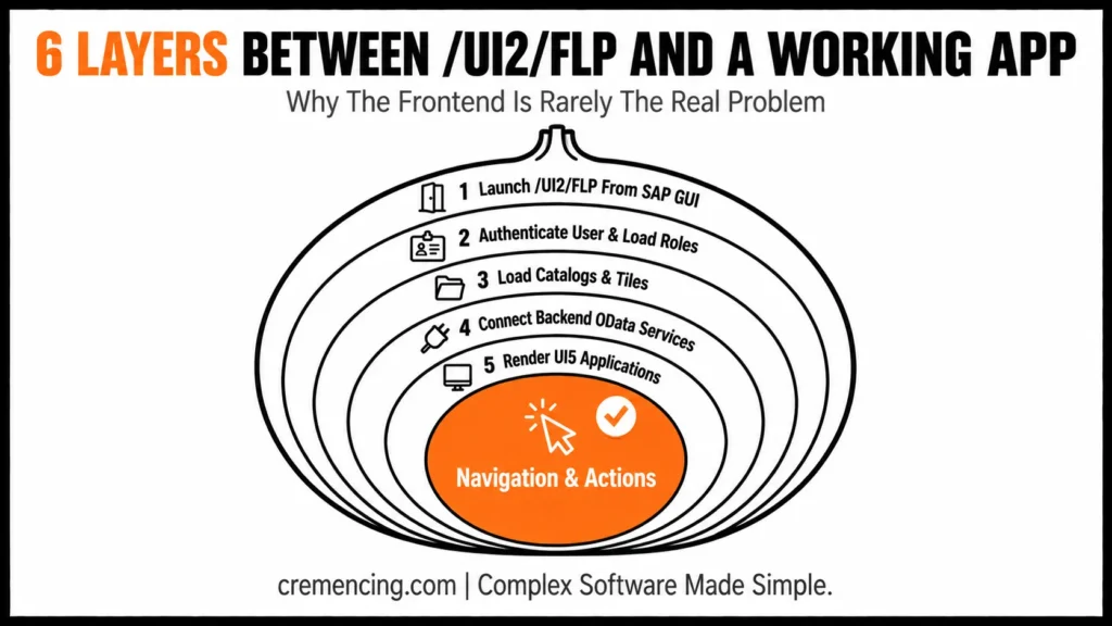 Onion layers showing Fiori app architecture.