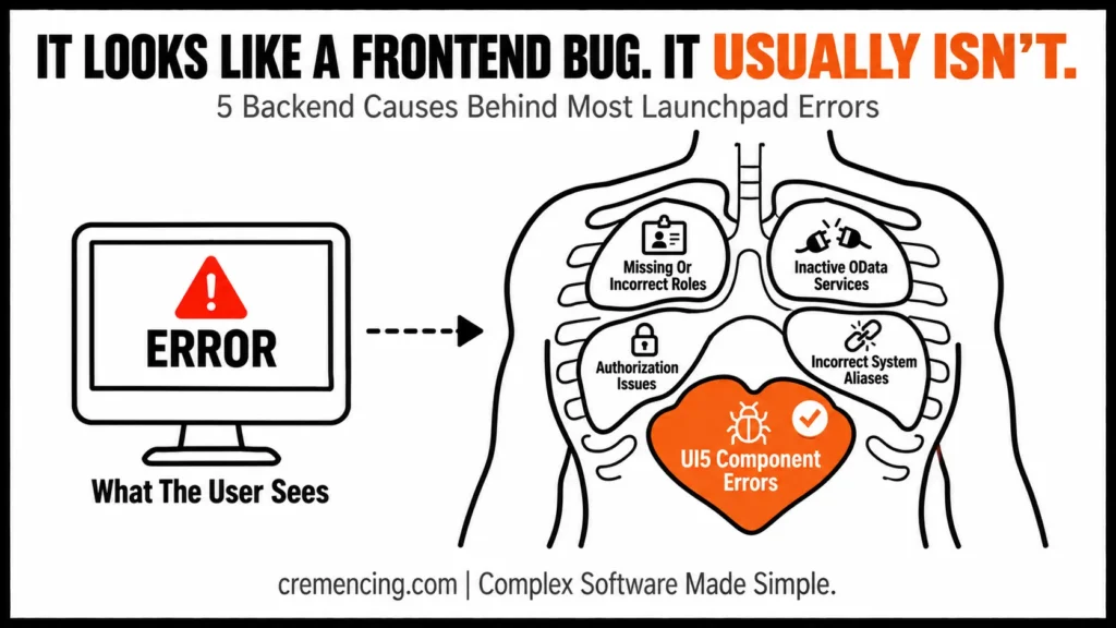 Human anatomy illustrating backend Launchpad errors.