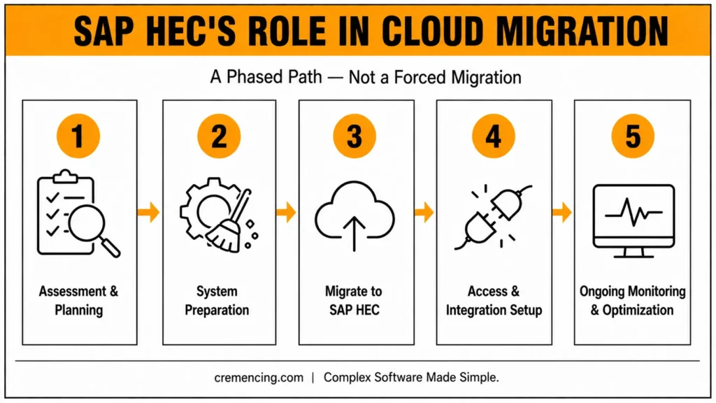 **SAP HEC cloud migration: five-phase approach**
