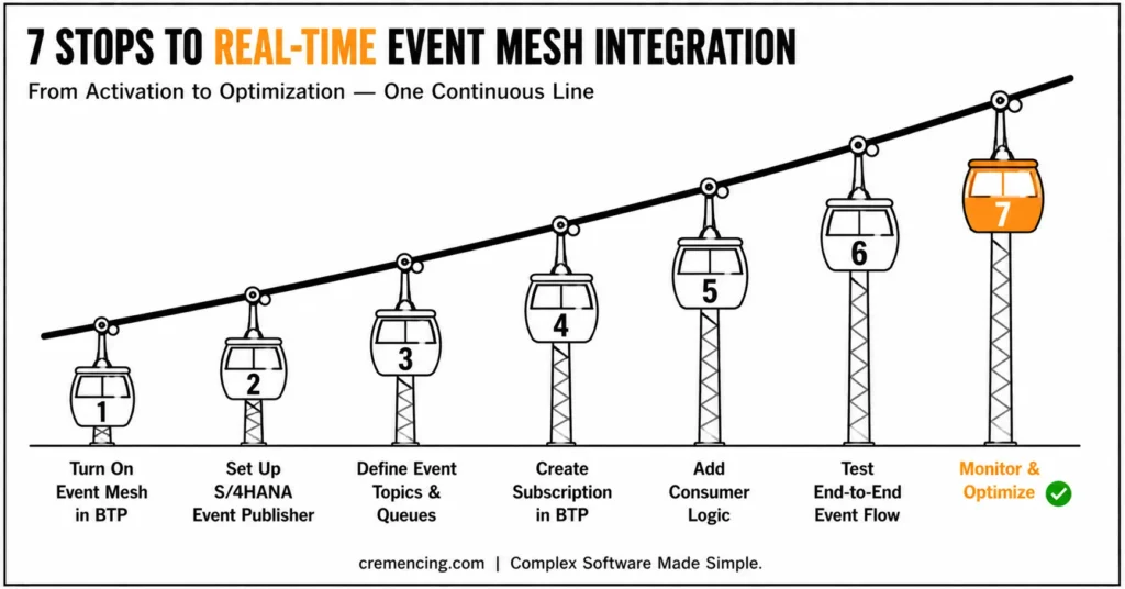 Cable cars showing Event Mesh integration stops.