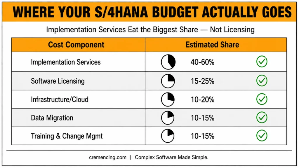 **S/4HANA budget breakdown by cost components**
