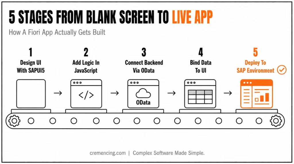 Five stages to build Fiori app.