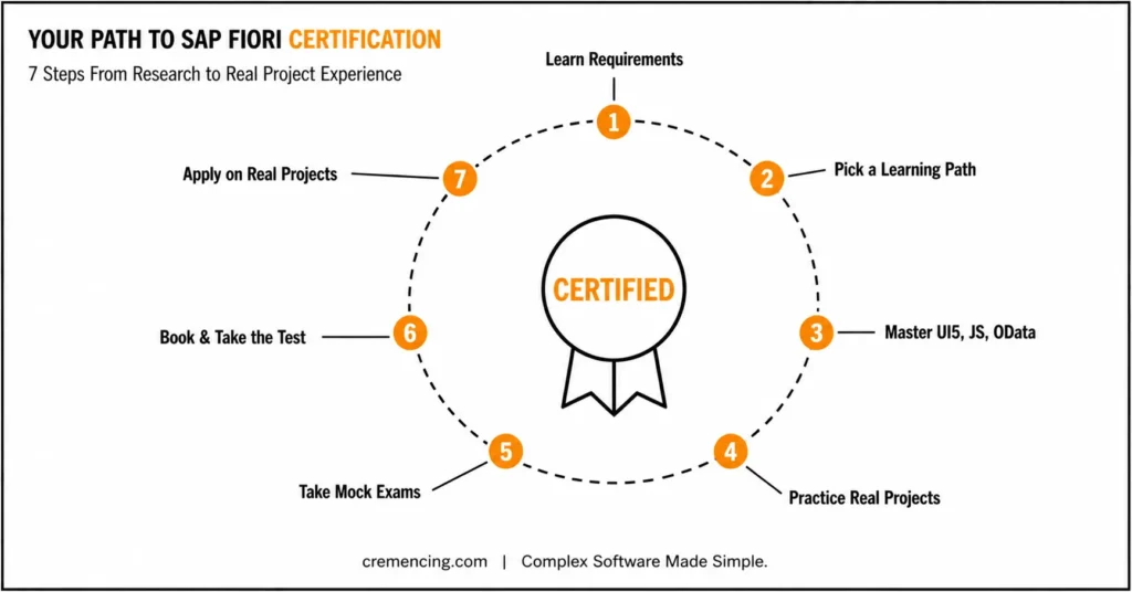 SAP Fiori Certification 2026: Is It Worth It? What No One Tells You About Salary Growth and Career Opportunities
﻿

Introduction
Initially, A lot of developers aspire to get their certification done in SAP Fiori, believing that this will lead them to a better job with a higher salary. However the reality is not that simple. In fact, for some, the career growth is huge, but not all have success with getting a certification on their own.

Naturally, Such uncertainty provokes an essential question of whether SAP Fiori development certification is really worth it in 2026.

Today, Certification has never been as pertinent, with the growing demand for SAP Fiori skills and a direction towards modern SAP UI/UX. Therefore, taking the right decision comes not only with understanding their advantages but also their limitations.

In this article, we will discuss very clearly here about what SAP Fiori certification 2026 actually offers, and how it can affect your salary & role of job opportunities, but most don’t tell you before wasting the time & money.

What is SAP Fiori Development Certification?
Essentially, You can test your knowledge in designing and developing applications using SAPUI5, OData services, and Fiori design principles, it will be done by certifying SAP FIORI development.

It typically covers:

SAP UI5 fundamentals
Fiori architecture and design
OData integration
Application development and deployment
Who Should Consider SAP Fiori Certification 2026?
SAP developers transitioning to Fiori
Frontend developers entering the SAP ecosystem
Consultants working with SAP UX
Why Fiori Certification Matters
First, Demonstrates validated skills
In addition, Increases credibility with employers
Furthermore, It correlates with the industry requirement for expertise in Fiori
However, certification is only half the battle; you balance it out with practical knowledge.

SAP Fiori Development Certification Step By Step
Step 1 — Learn Everything about Certification Requirements
First, Start by researching:

Exam format
Topics covered
Prerequisites
Specifically, SAP certification examinations generally assess both conceptual and practical knowledge of that exam topic.

Step 2 — Pick the Right Learning Path
Next, Options include:

SAP official training
Online courses
Self-study with documentation
Ultimately, Depends on how much experience you have.

Learning Path
Cost
Duration
Best For
SAP Official Training
High
4–6 weeks
Beginners who need structured guidance
Online Courses
Medium
6–10 weeks
Self-motivated learners on a budget
Self-Study (Docs)
Low
8–12+ weeks
Experienced developers with SAP background
Step 3 — Master the Essential Technologies
Then, Focus on:

SAP UI5 framework
JavaScript fundamentals
OData services
As a result. This is the core of Fiori development.

Step 4 – Actual Projects Practicing
That said, Certification requires more than theory.

Practice by:

Building small apps
Working on real scenarios
Debugging applications
Step 5 — Take Mock Exams
Meanwhile, Practice tests help:

Identify weak areas
Improve confidence
Understand exam patterns
Step 6 – Book and Take The Test H3
Once you're ready, schedule your exam.

In particular, keep these tips in mind:

Review key concepts
Focus on practical understanding
Manage time during the exam
Step 7 — Apply Your Certification to Real Projects
After certification:

Work on real projects
Build a portfolio
Gain hands-on experience
Consequently, This is where becoming certified transitions to driving career growth.

Reasons & Return on Investment (ROI) for SAP Fiori Development Certification
Career Benefits
As a result, increased job opportunities
Recognition as a certified professional
Competitive advantage in hiring
Salary Growth After Certification
Generally, Certified professionals often see:

20-30% pay rise (Negotiable, subject to work experience)
Higher demand in global markets
Better freelance opportunities
Professional Growth
Additionally, Deep familiarity with modern SAP UX
Working on sandbox projects
Increased confidence in development
Key Insight Of SAP Fiori Certification 2026
overall, most of the blogs Certifications are very valuable, but only if you have experience to accompany them.

Mistakes / Best Practices (5+)
Common Mistakes
Hoping that a certification is going to assure you a job
Ignoring hands-on practice
Memorizing instead of understanding concepts
Skipping UI5 fundamentals
Not building a portfolio
Best Practices
Certification + Real Project Experience
Focus on understanding concepts deeply
Create a minimum of 2–3 applications that are in use
Stay Updated with SAP Tools and Trends
Network within the SAP community
SAP Fiori Development Certification may be beneficial for your cOur brains are wired to focus on certain aspects, and most of the blogs out there only emphasize the advantages of certification, while they completely disregard the other side.
What Certification Does NOT Guarantee
However, or more, readImmediate job placement
High salary without experience
Mastery of real-world scenarios
What Actually Matters More
Hands-on project experience
Problem-solving ability
Understanding real business use cases
Real Insight on SAP Fiori Certification
Unfortunately, a lot of professionals struggle after certification due to a lack of exposure.

Example
For Example: A developer increased career development many times better.

Building real apps after certification
Learning debugging and optimization
Gaining project experience
Conclusion
Overall, SAP Fiori Development Certification may be beneficial for your career, but success is not guaranteed. So, it sets the tone and adds legitimacy, but the true learning comes after that, when you apply those skills in real projects.

In short, But only if you adopt such an attitude of certification, i.e., Education, Practice, and Experience, can it unlock enhanced career opportunities and pay.

Finally, For more, read this Guide.

﻿

FAQ 
Is SAP Fiori certification worth it as a jump-starter in 2026?
Yes, especially if paired with practical knowledge and real project work.

What will be the salary after certification?
Typically, 20–30% higher salaries based on experience and location.

How long is the preparation phase?
Normally, it takes 2–4 Months with daily study and practice.

Do I need programming experience?
Additionally, Some background knowledge of JavaScript and SAP concepts is a plus.

Is SAP Fiori certification recognized globally?
Yes, generally, SAP certifications are recognized by employers across most global markets.

Can I get SAP Fiori certified without prior SAP experience?
Technically, yes, but hands-on practice becomes even more important without prior exposure.

Which certification path should beginners choose?
Usually, SAP official training is recommended for beginners who need structured guidance.

Is SAP Fiori certification expensive?
Comparatively, it costs more than many entry-level tech certifications, but the ROI can justify it with experience.

How often does SAP update the Fiori certification exam?
Typically, SAP updates its certification content every 1–2 years to match new tools and trends.

Can freelancers benefit from SAP Fiori certification?
Absolutely, certified freelancers often find it easier to win higher-paying SAP projects.

Resources
Block contains unexpected or invalid content.

Attempt recovery


Block contains unexpected or invalid content.

Attempt recovery


Block contains unexpected or invalid content.
Seven steps to SAP Fiori certification



