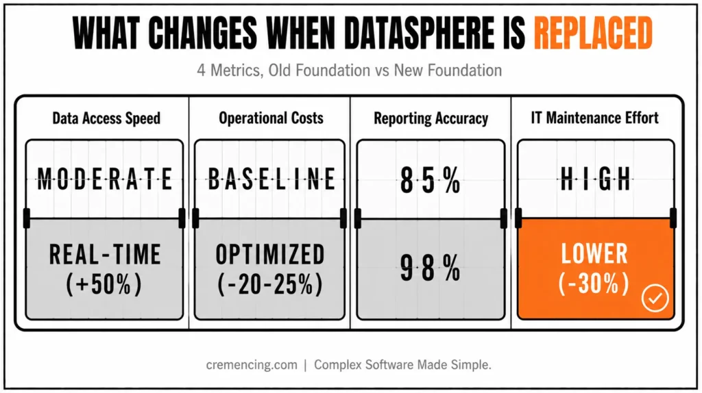 Metrics comparing SAP Datasphere replacement.
