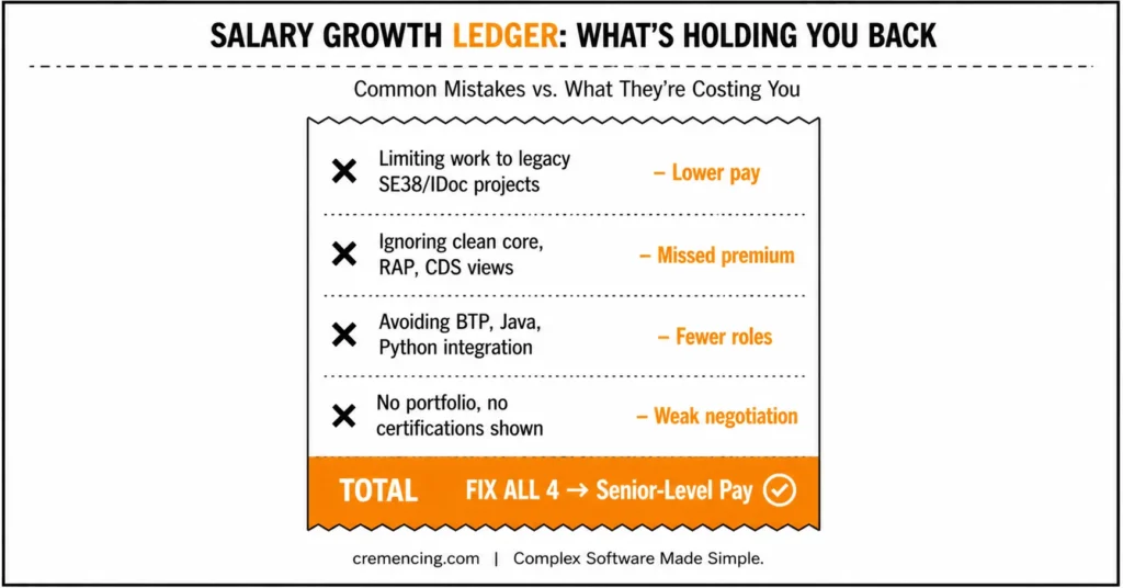 Salary growth mistakes that reduce ABAP pay