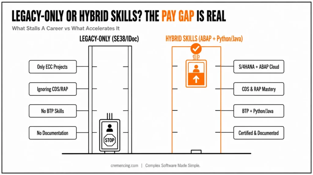 Elevator diagram comparing legacy vs hybrid skills.