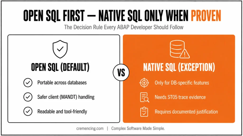 Open vs Native SQL decision diagram