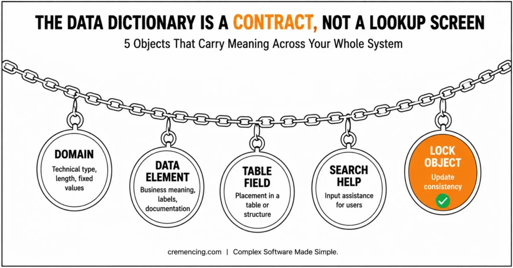Chain displaying five core DDIC objects