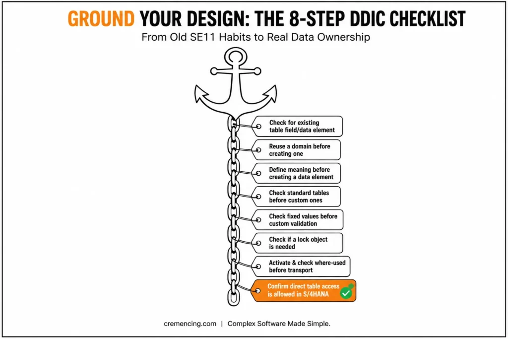 Anchor chain listing eight DDIC steps
