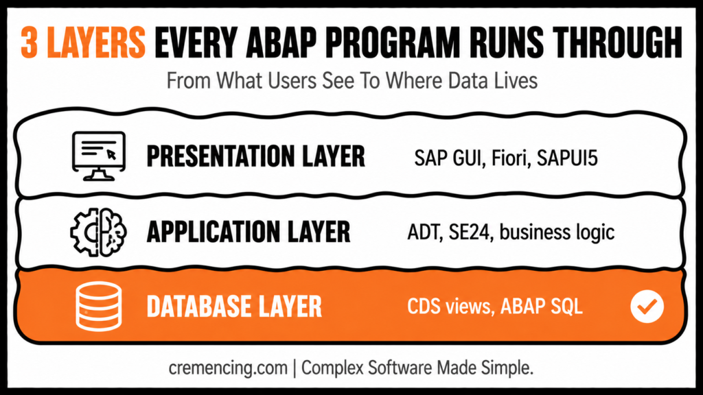 Three layers of ABAP architecture diagram