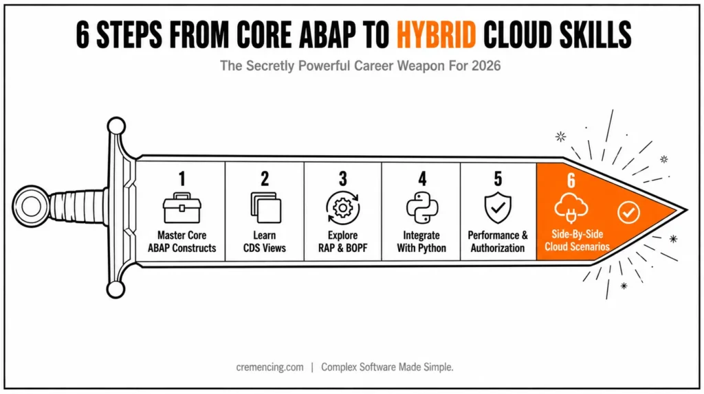 Sword illustration showing ABAP skill progression.