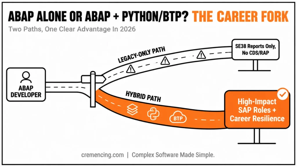 Forking road comparing ABAP career paths.