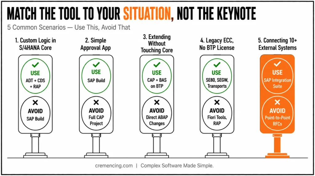 Five scenarios for SAP tool selection