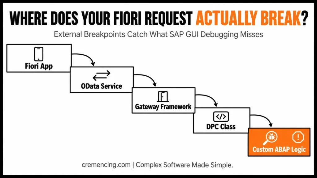 SAP Fiori request debugging workflow diagram