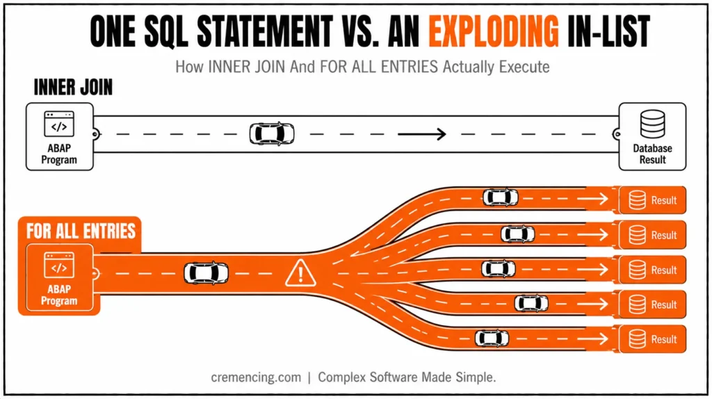 INNER JOIN vs FOR ALL ENTRIES execution.