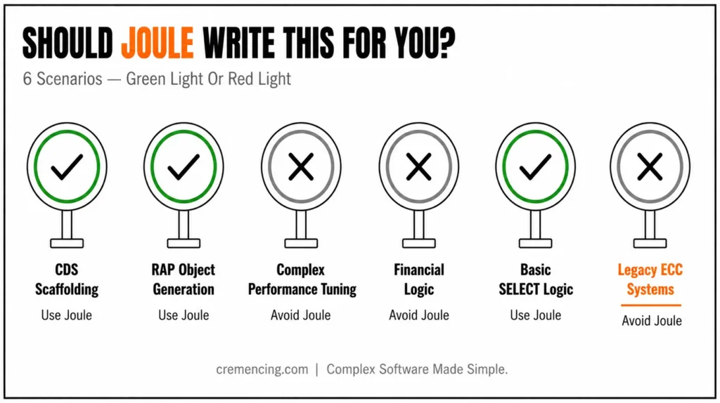 Infographic showing SAP Joule code scenarios.
