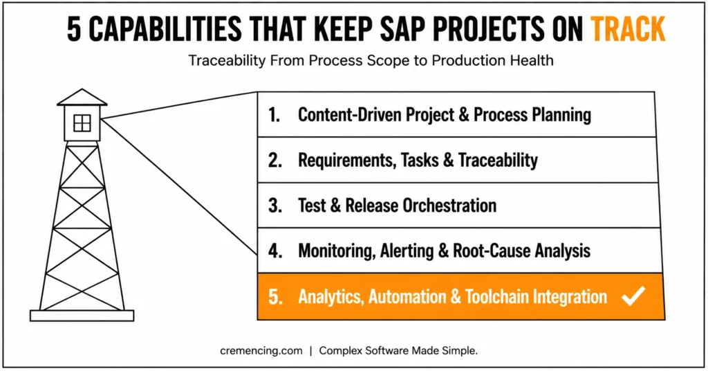 Five SAP project capabilities diagram