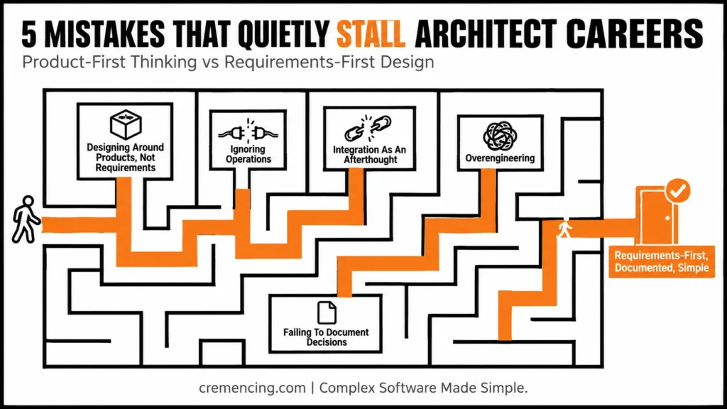 Maze illustrating mistakes that stall architect careers.