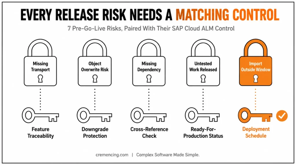 Padlocks and keys representing release risks and controls