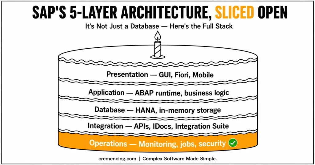 Layered cake depicting SAP five-layer architecture.